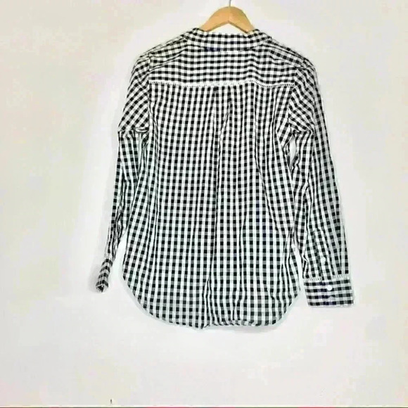 Euc Isaac Mizrahi Button Front Black white checker Gingham Shirt 8 - Picture 7 of 13